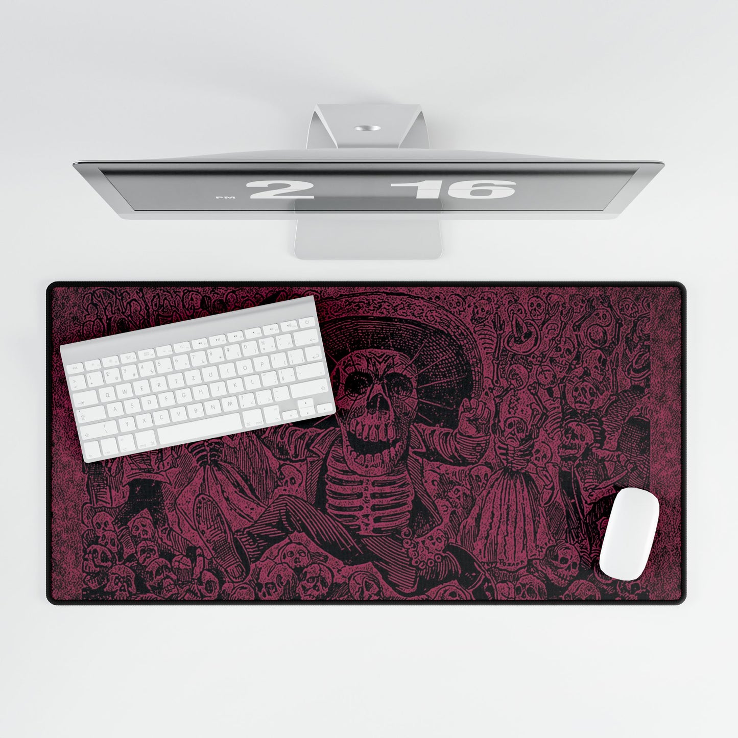 Day of the Dead Skeleton Desk Mat — Gothic Calavera Mouse Pad