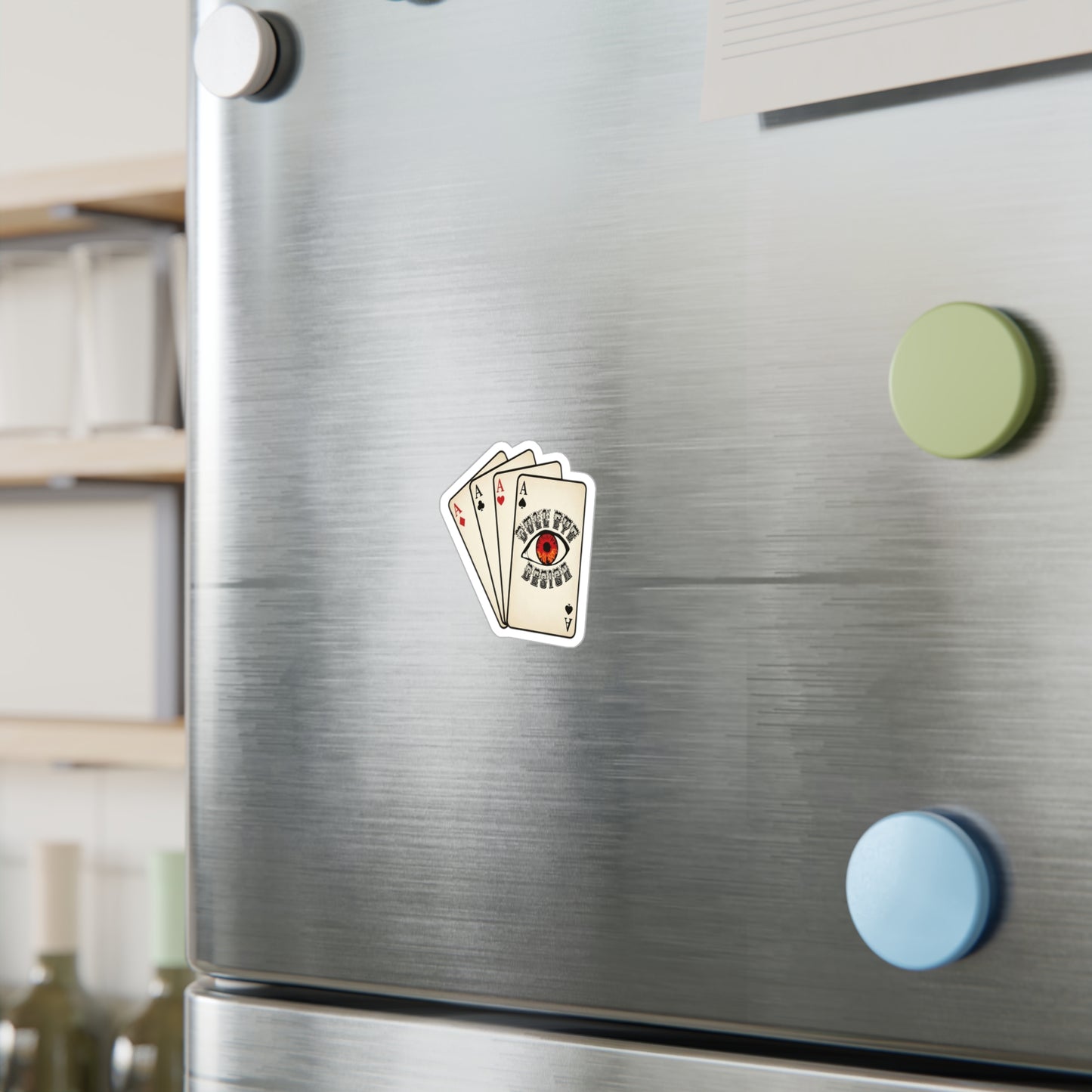 Dull Eye Design Kiss-Cut Vinyl Sticker — Vintage Playing Cards with Eye Logo