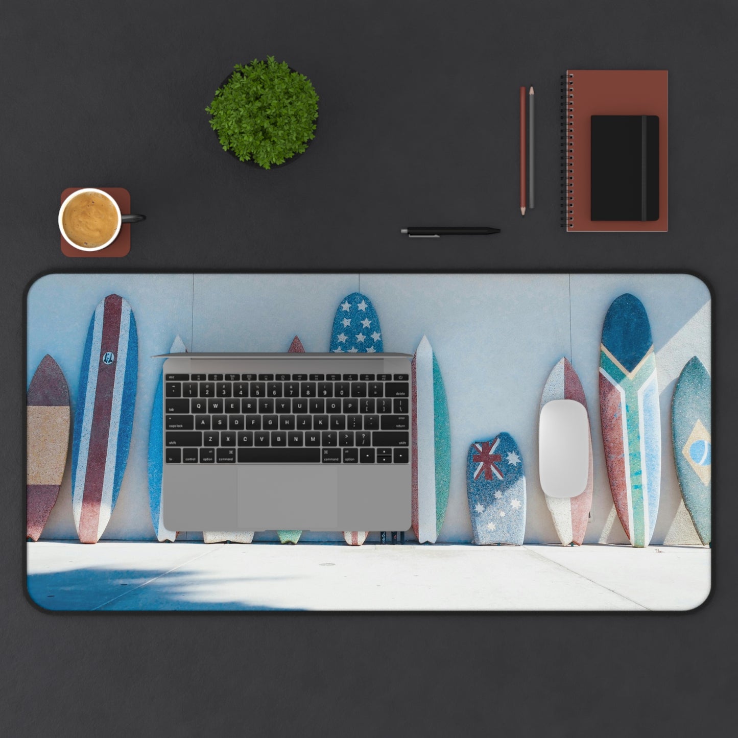 Surfboard Flag Wall Desk Mat — Coastal Surf Vibes Mouse Pad
