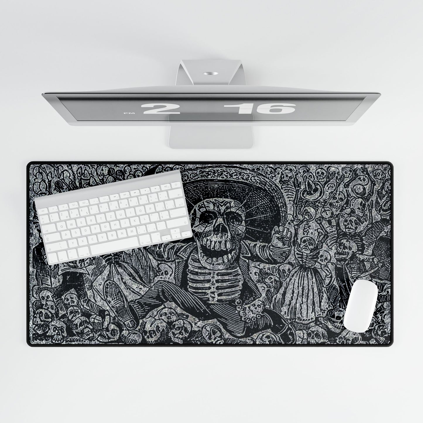 Day of the Dead Skeleton Desk Mat — Dia de los Muertos Gothic Mouse Pad