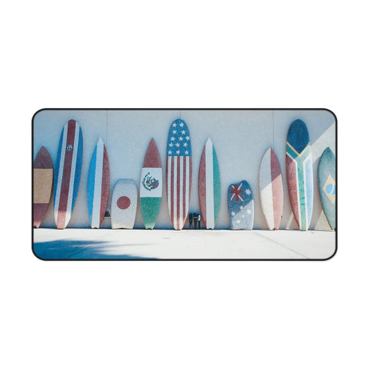 Surfboard Flag Wall Desk Mat — Coastal Surf Vibes Mouse Pad