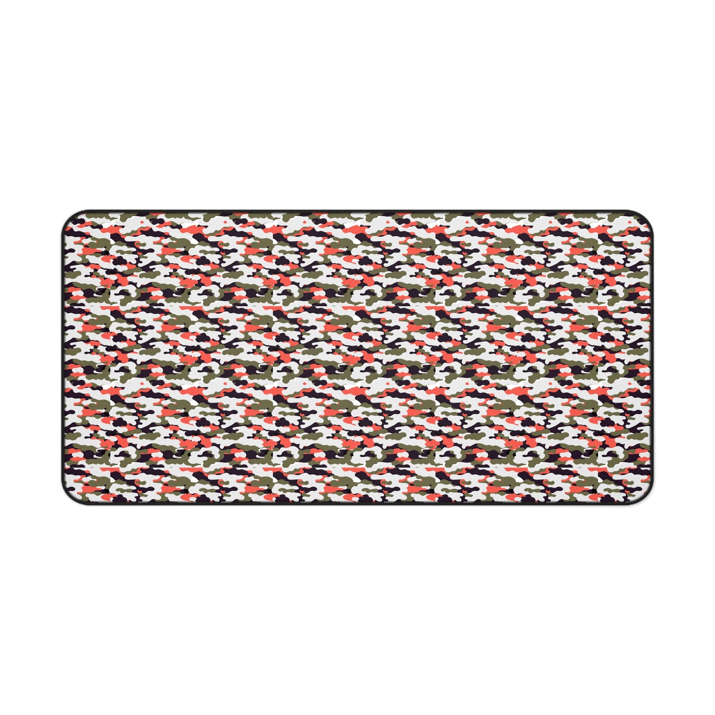 Artic Woodland Camo Desk Mat — Olive & Coral Gaming Mouse Pad