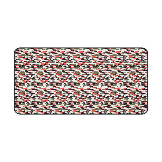 Artic Woodland Camo Desk Mat — Olive & Coral Gaming Mouse Pad
