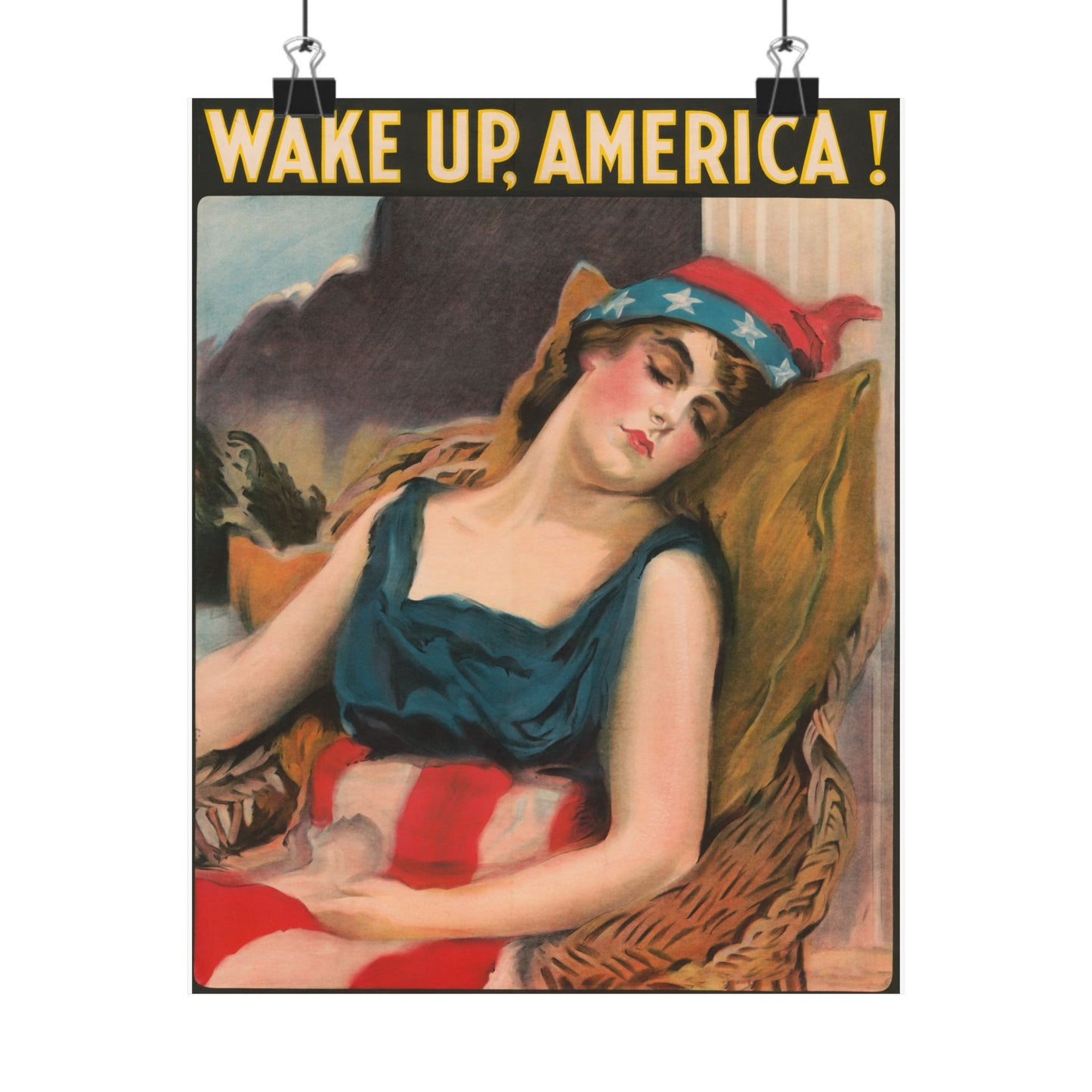 Wake Up America Poster — Vintage Patriotic Matte Vertical Print