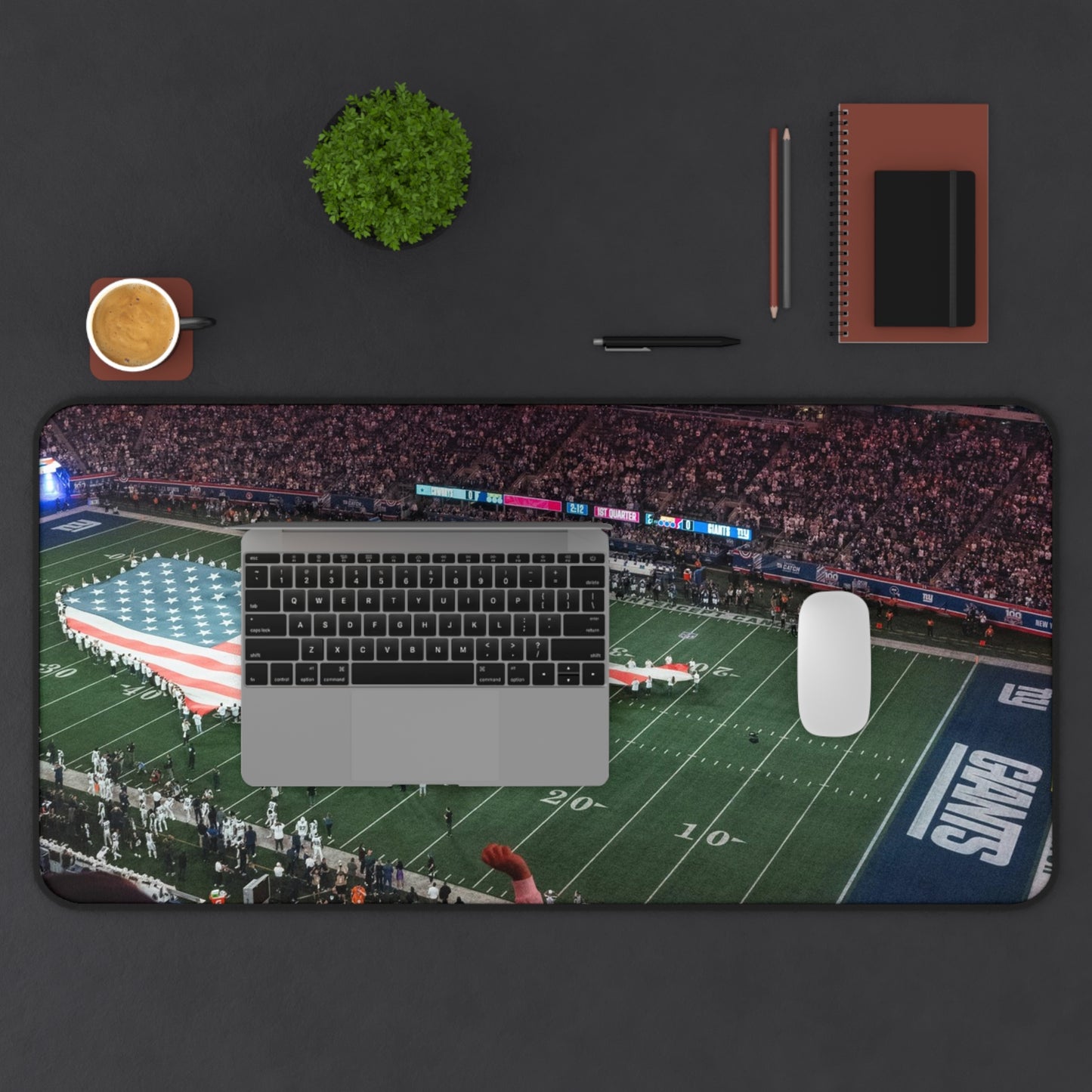 Patriotic Stadium Desk Mat — American Flag Football Field Mouse Pad