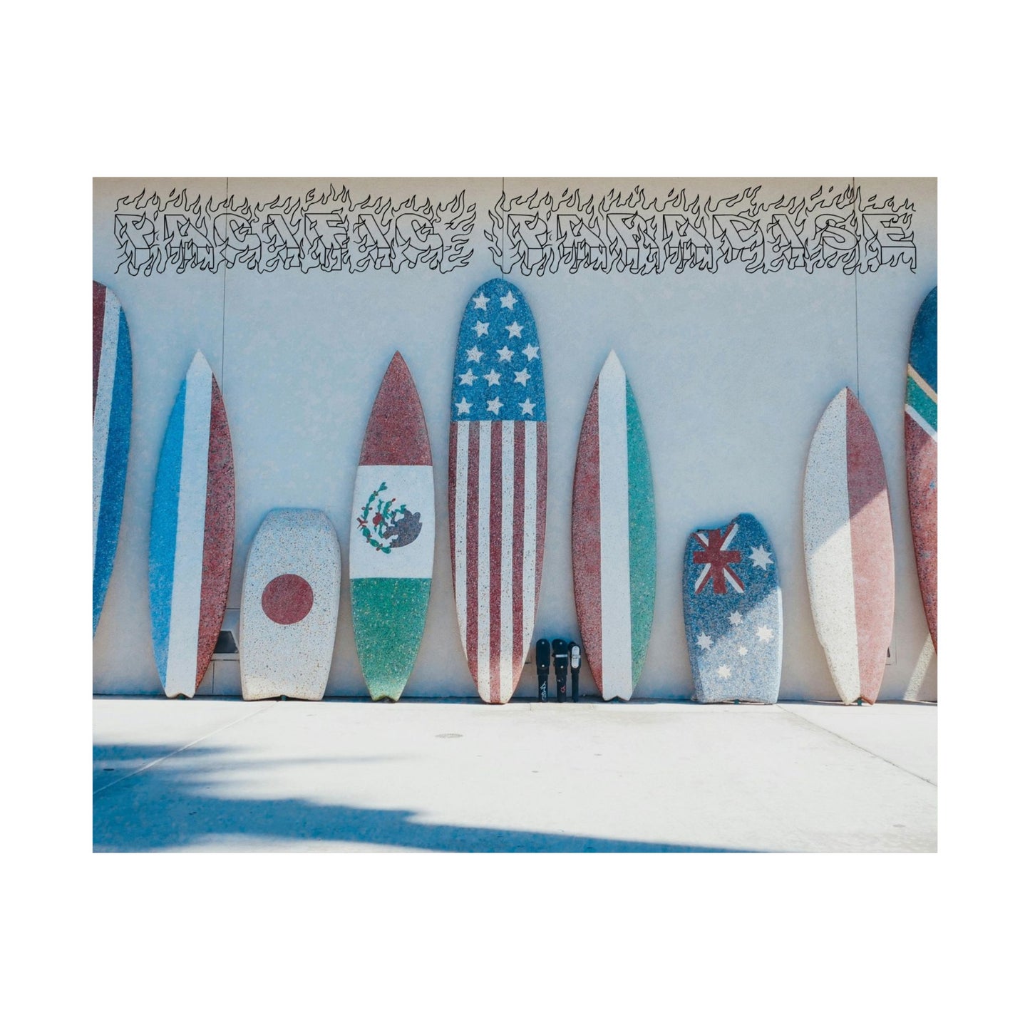 Surfboard National Wall Art Poster — Pacific Paradise Beach Horizontal Matte Print