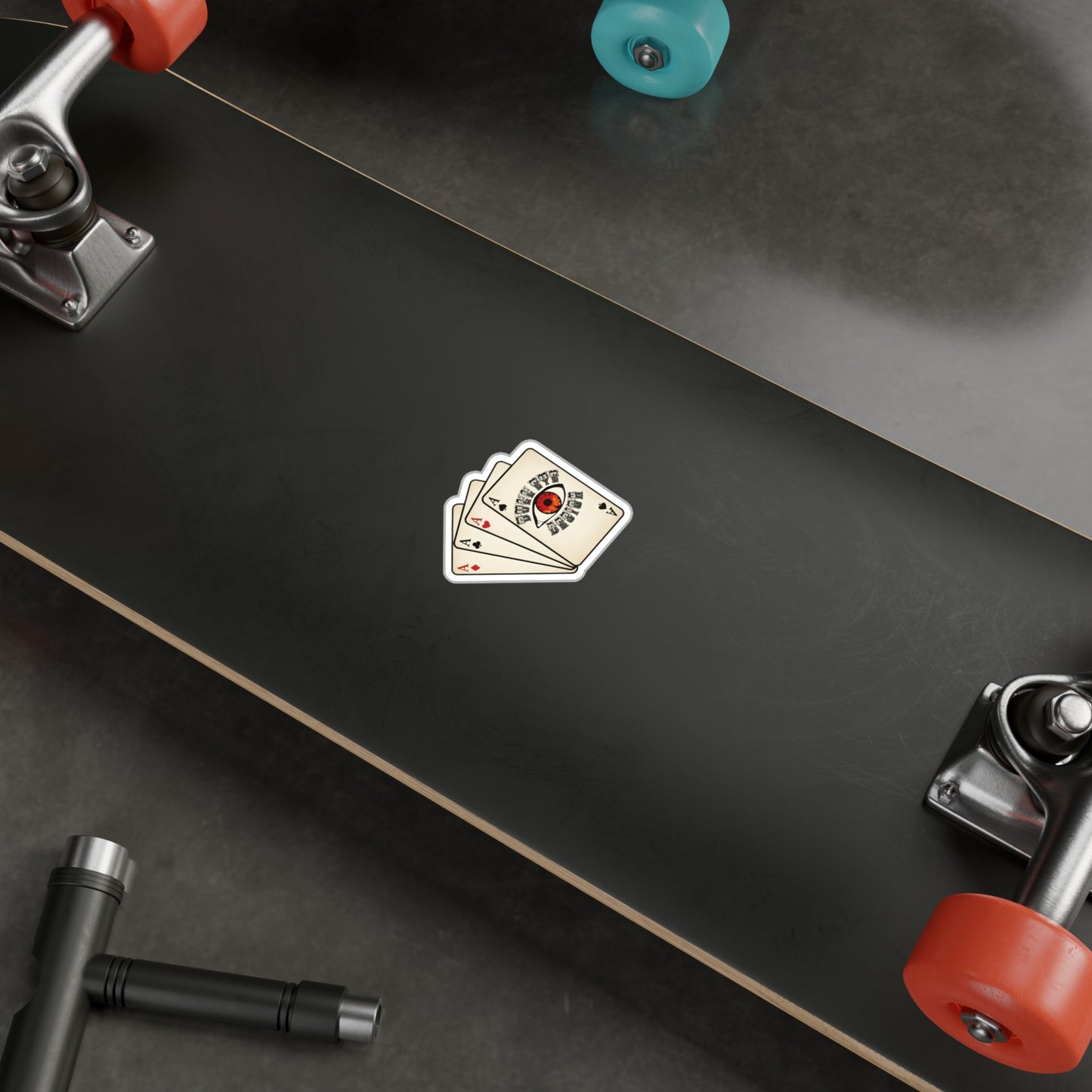 Dull Eye Design Kiss-Cut Vinyl Sticker — Vintage Playing Cards with Eye Logo