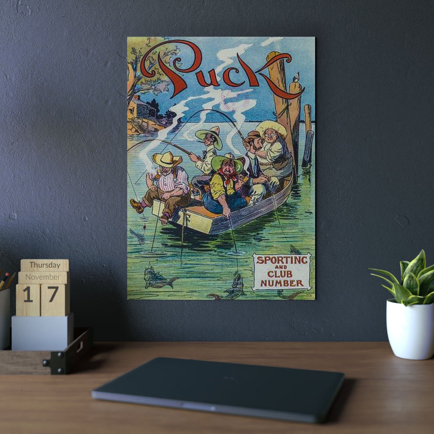 Puck Vintage Fishing Art Aluminum Wall Art Panel