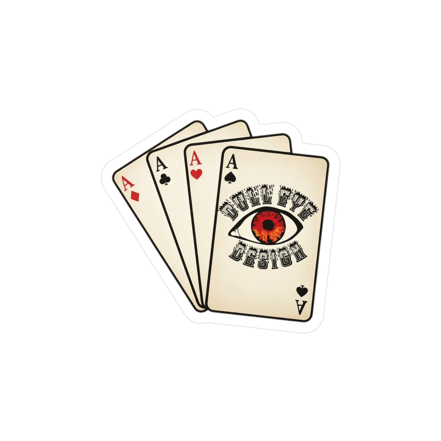 Dull Eye Design Kiss-Cut Vinyl Sticker — Vintage Playing Cards with Eye Logo