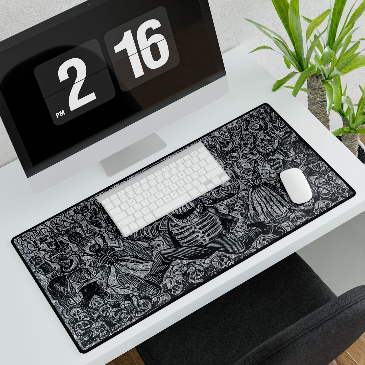 Day of the Dead Skeleton Desk Mat — Dia de los Muertos Gothic Mouse Pad